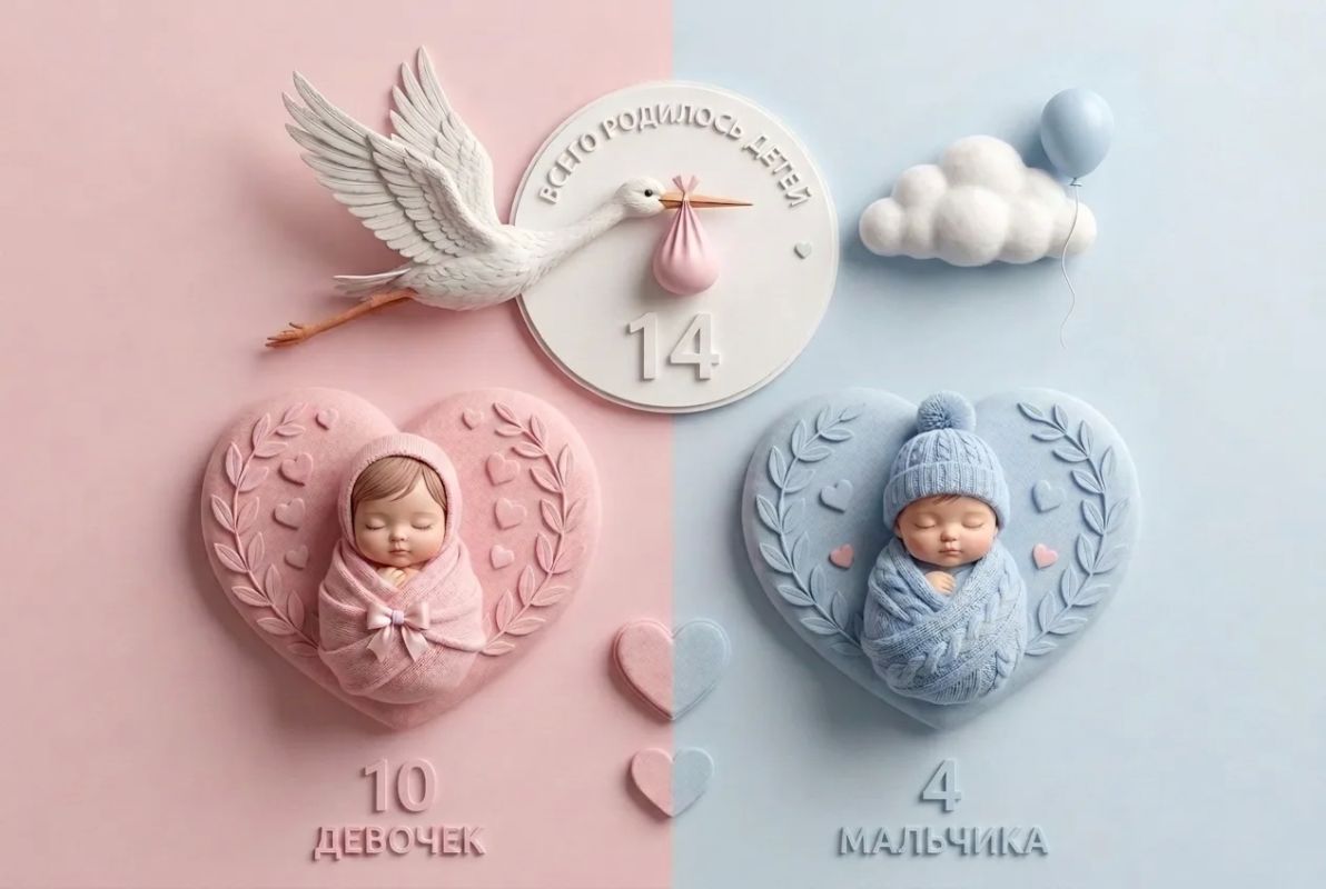 На Чукотке с 24 по 30 августа родились 14 малышей: 4 мальчика и 10 девочек